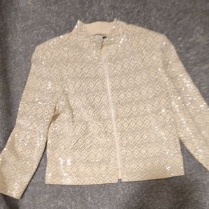 St John Marie Gray evening jacket,under sweater,and pant.